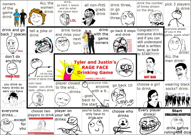 Tyler and Justin's rage face drinking game